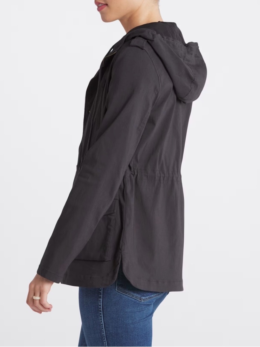 Eden Society Cinched Waist Hooded Cargo Anorak Jacket Charcoal Grey Size XL NWT - Picture 8 of 10